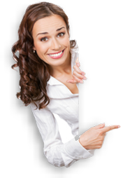 Low Cost Signs Girl Pointing at a Vinyl Banner